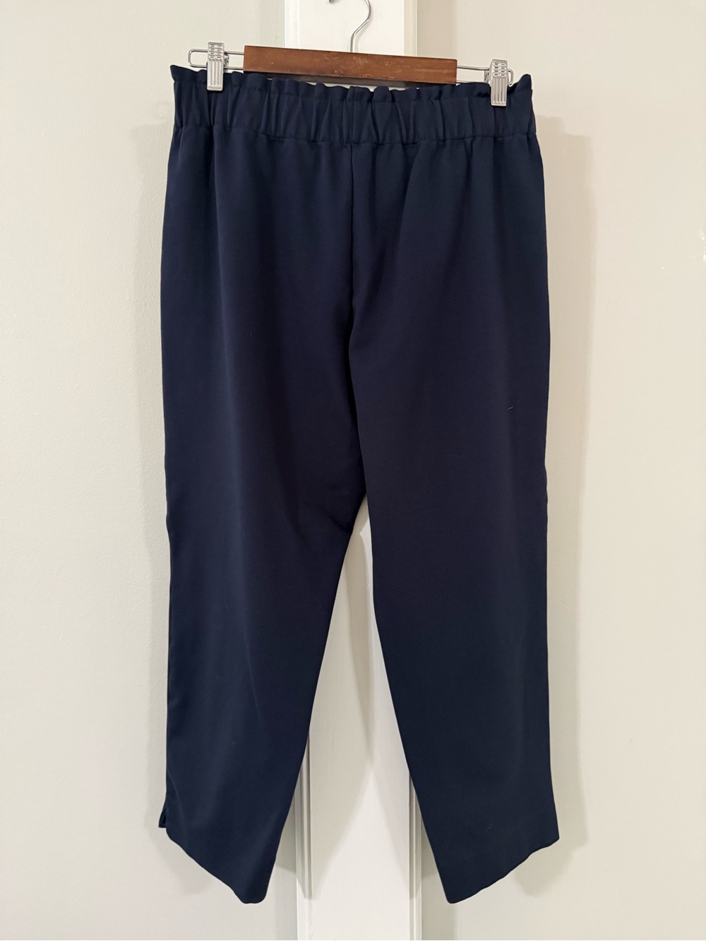 Ann Taylor Navy Cropped Elastic-Waist Pants